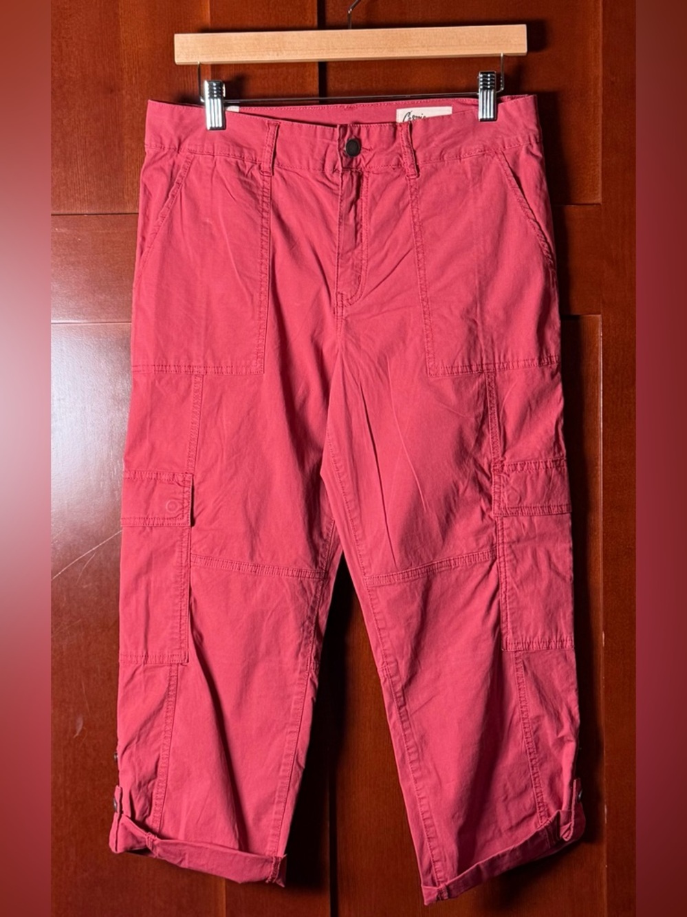 Cosmic Blue Love Coral Cropped Cargo Capri Pant NWOT Size 29